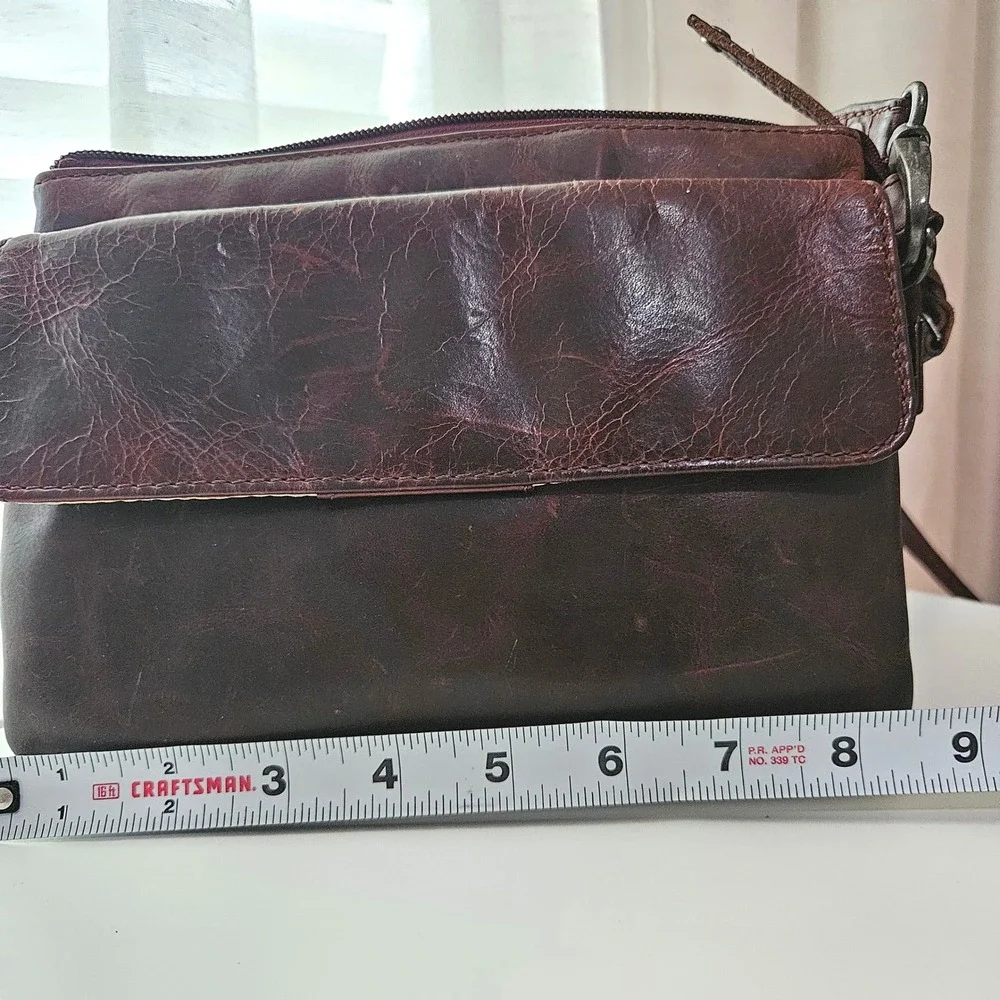 Lady Conceal Leather Crossbody Bag Brown Organizer Concealed Carry CCW Purse